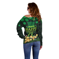 Ireland St Patrick's Day Off Shoulder Sweater Irish Shamrocks Leprechaun - Wonder Print Shop