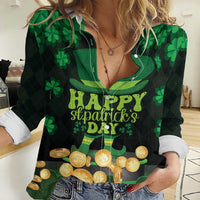 Ireland St Patrick's Day Women Casual Shirt Irish Shamrocks Leprechaun - Wonder Print Shop