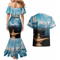 Personalised British Virgin Islands Couples Matching Mermaid Dress and Hawaiian Shirt Vigilate Golden Lamps