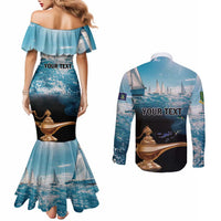 Personalised British Virgin Islands Couples Matching Mermaid Dress and Long Sleeve Button Shirt Vigilate Golden Lamps