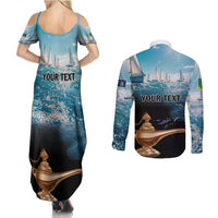 Personalised British Virgin Islands Couples Matching Summer Maxi Dress and Long Sleeve Button Shirt Vigilate Golden Lamps