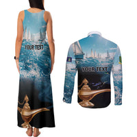 Personalised British Virgin Islands Couples Matching Tank Maxi Dress and Long Sleeve Button Shirt Vigilate Golden Lamps