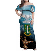 Personalised British Virgin Islands Family Matching Off Shoulder Maxi Dress and Hawaiian Shirt Vigilate Golden Lamps - Wonder Print Shop
