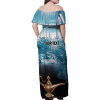 Personalised British Virgin Islands Family Matching Off Shoulder Maxi Dress and Hawaiian Shirt Vigilate Golden Lamps - Wonder Print Shop