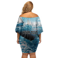 Personalised British Virgin Islands Family Matching Off Shoulder Short Dress and Hawaiian Shirt Vigilate Golden Lamps - Wonder Print Shop