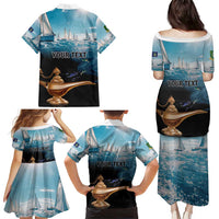 Personalised British Virgin Islands Family Matching Puletasi and Hawaiian Shirt Vigilate Golden Lamps