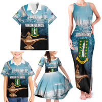 Personalised British Virgin Islands Family Matching Tank Maxi Dress and Hawaiian Shirt Vigilate Golden Lamps - Wonder Print Shop