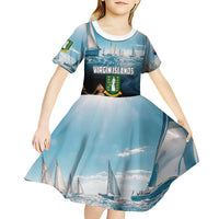 Personalised British Virgin Islands Kid Short Sleeve Dress Vigilate Golden Lamps - Wonder Print Shop