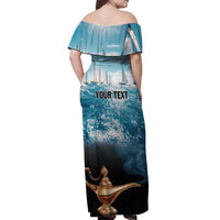 Personalised British Virgin Islands Off Shoulder Maxi Dress Vigilate Golden Lamps - Wonder Print Shop