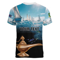 Personalised British Virgin Islands Women V-Neck T-Shirt Vigilate Golden Lamps - Wonder Print Shop