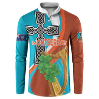 Personalised Montserrat Button Sweatshirt Gold Harp And Black Cross