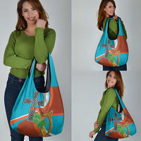 Montserrat Grocery Bag Gold Harp And Black Cross