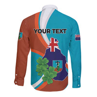 Personalised Montserrat Long Sleeve Button Shirt Gold Harp And Black Cross