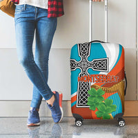 Montserrat Luggage Cover Gold Harp And Black Cross - Wonder Print Shop