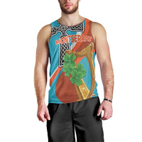 Personalised Montserrat Men Tank Top Gold Harp And Black Cross - Wonder Print Shop