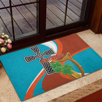 Montserrat Rubber Doormat Gold Harp And Black Cross - Wonder Print Shop