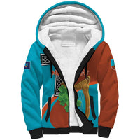 Personalised Montserrat Sherpa Hoodie Gold Harp And Black Cross - Wonder Print Shop