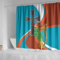 Montserrat Shower Curtain Gold Harp And Black Cross - Wonder Print Shop
