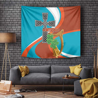 Montserrat Tapestry Gold Harp And Black Cross - Wonder Print Shop