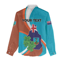 Personalised Montserrat Women Casual Shirt Gold Harp And Black Cross - Wonder Print Shop