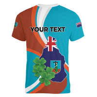 Personalised Montserrat Women V-Neck T-Shirt Gold Harp And Black Cross - Wonder Print Shop