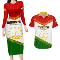 Tajikistan Football Couples Matching Long Sleeve Bodycon Dress and Hawaiian Shirt Come On Tadzhikistan - Wonder Print Shop