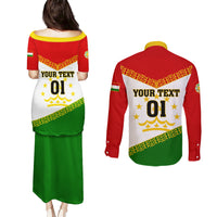Tajikistan Football Couples Matching Puletasi and Long Sleeve Button Shirt Come On Tadzhikistan - Wonder Print Shop