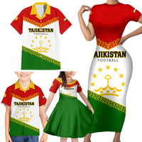 Tajikistan Football Family Matching Short Sleeve Bodycon Dress and Hawaiian Shirt Come On Tadzhikistan - Wonder Print Shop