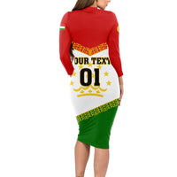 Tajikistan Football Long Sleeve Bodycon Dress Come On Tadzhikistan - Wonder Print Shop
