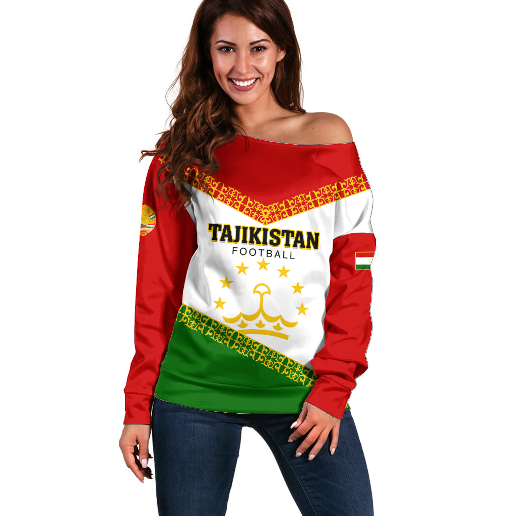Tajikistan Football Off Shoulder Sweater Come On Tadzhikistan