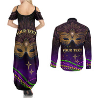 Mardi Gras 2024 Couples Matching Summer Maxi Dress and Long Sleeve Button Shirt Carnival Mask Special Version - Wonder Print Shop
