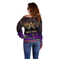 Mardi Gras 2024 Off Shoulder Sweater Carnival Mask Special Version - Wonder Print Shop