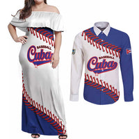 Custom Baseball Cuba 2025 Couples Matching Off Shoulder Maxi Dress and Long Sleeve Button Shirt Cuba Powerhouse of Baseball