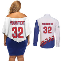 Custom Baseball Cuba 2025 Couples Matching Off Shoulder Short Dress and Long Sleeve Button Shirt Cuba Powerhouse of Baseball