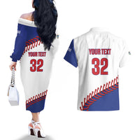 Custom Baseball Cuba 2025 Couples Matching Off The Shoulder Long Sleeve Dress and Hawaiian Shirt Cuba Powerhouse of Baseball