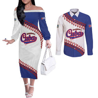 Custom Baseball Cuba 2025 Couples Matching Off The Shoulder Long Sleeve Dress and Long Sleeve Button Shirt Cuba Powerhouse of Baseball