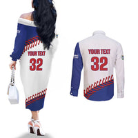 Custom Baseball Cuba 2025 Couples Matching Off The Shoulder Long Sleeve Dress and Long Sleeve Button Shirt Cuba Powerhouse of Baseball