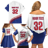 Custom Baseball Cuba 2025 Family Matching Off Shoulder Short Dress and Hawaiian Shirt Cuba Powerhouse of Baseball