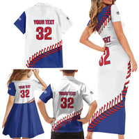 Custom Baseball Cuba 2025 Family Matching Short Sleeve Bodycon Dress and Hawaiian Shirt Cuba Powerhouse of Baseball