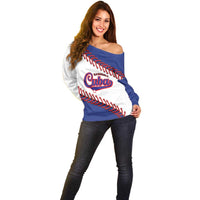 Custom Baseball Cuba 2025 Off Shoulder Sweater Cuba Powerhouse of Baseball