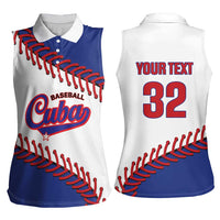 Custom Baseball Cuba 2025 Women Sleeveless Polo Shirt Cuba Powerhouse of Baseball