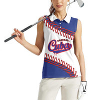Custom Baseball Cuba 2025 Women Sleeveless Polo Shirt Cuba Powerhouse of Baseball