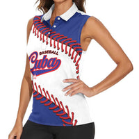 Custom Baseball Cuba 2025 Women Sleeveless Polo Shirt Cuba Powerhouse of Baseball