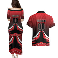 Custom Cricket Trinidad and Tobago Red Force Couples Matching Puletasi and Hawaiian Shirt Go Champion