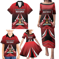 Custom Cricket Trinidad and Tobago Red Force Family Matching Puletasi and Hawaiian Shirt Go Champion