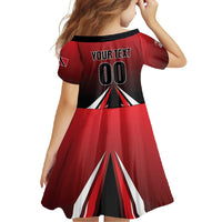 Custom Cricket Trinidad and Tobago Red Force Family Matching Short Sleeve Bodycon Dress and Hawaiian Shirt Go Champion