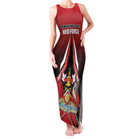 Custom Cricket Trinidad and Tobago Red Force Family Matching Tank Maxi Dress and Hawaiian Shirt Go Champion