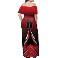 Custom Cricket Trinidad and Tobago Red Force Off Shoulder Maxi Dress Go Champion