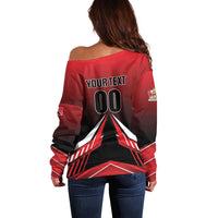 Custom Cricket Trinidad and Tobago Red Force Off Shoulder Sweater Go Champion