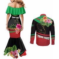 Personalized Martinique Tropical Flower Couples Matching Mermaid Dress and Long Sleeve Button Shirt Matinik Beautiful Island